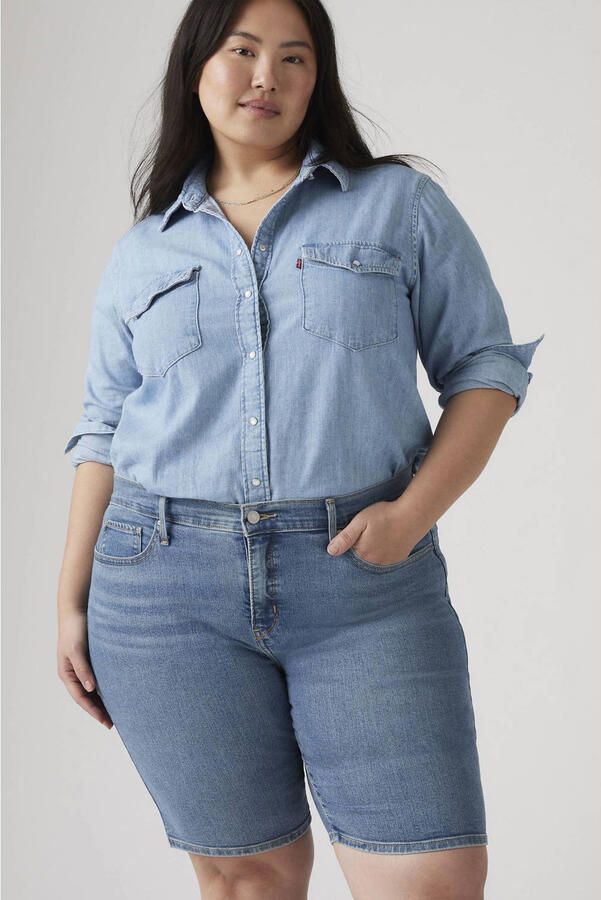 Levi's Plus regular waist denim short medium blue denim