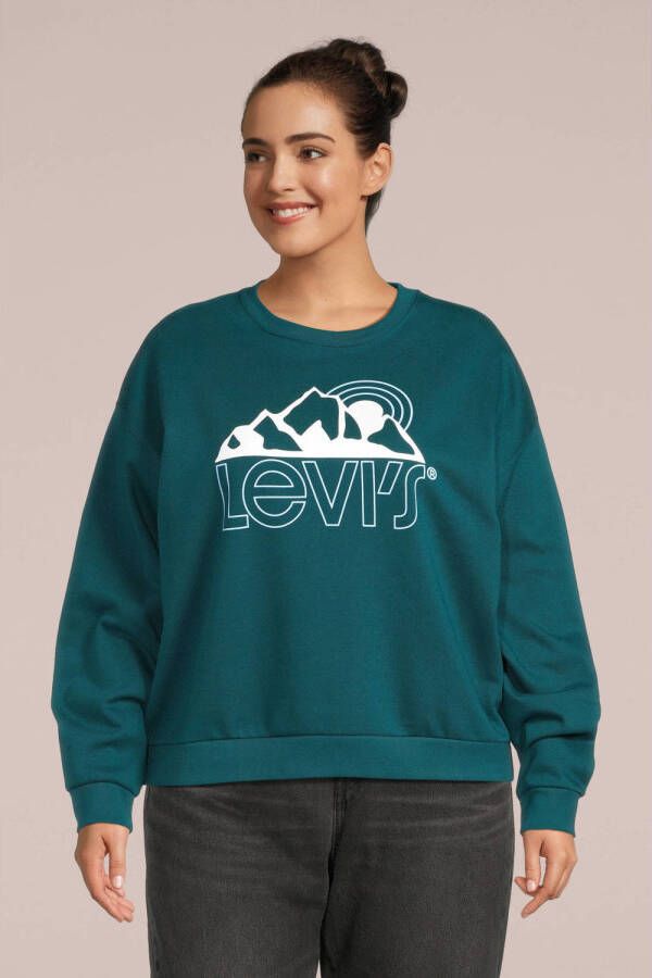 Levi's Plus sweater Salinas met logo petrol