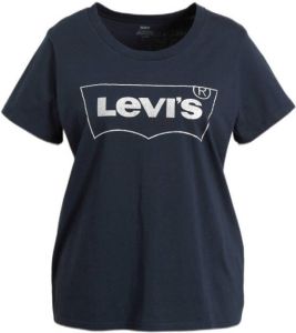 Levi's Plus T-shirt Perfect Tee met logo donkerblauw
