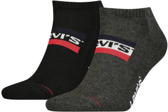 Levi's sokken met logo set van 2 antraciet zwart