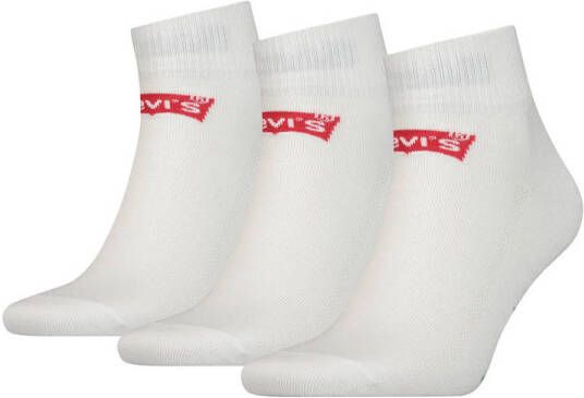 Levi's Sneakersokken met labelprint in een set van 3 paar model 'MID CUT'