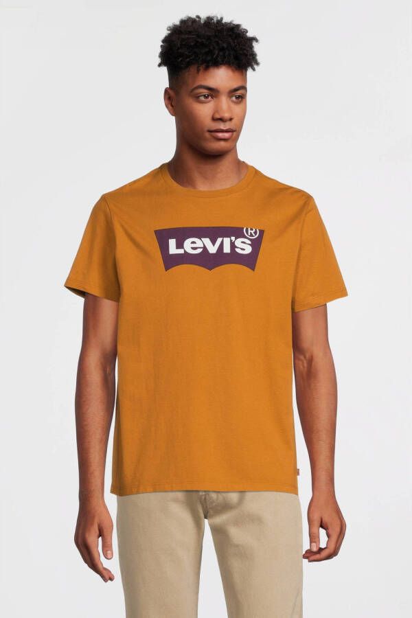 Levi's T-shirt met logo oker