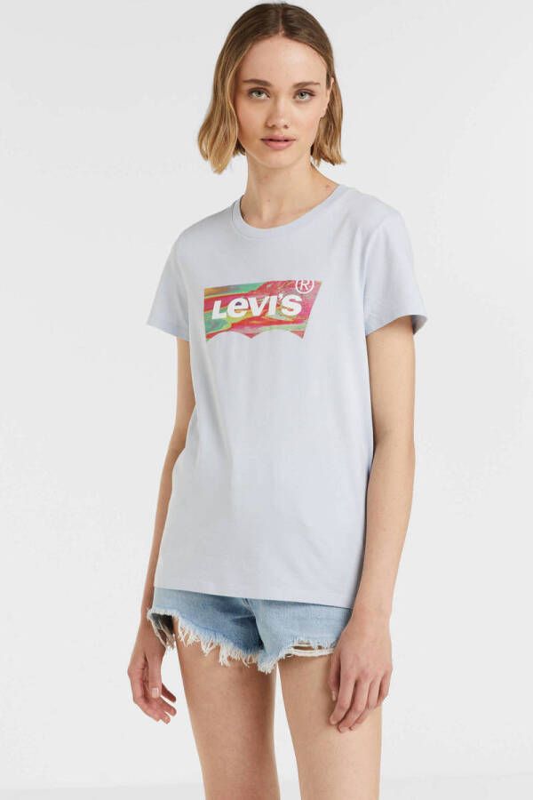 Levi's T-shirt Perfect Tee met logo grijsblauw