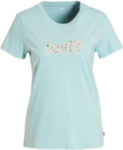 Levi's T-shirt Perfect Tee met logo lichtblauw