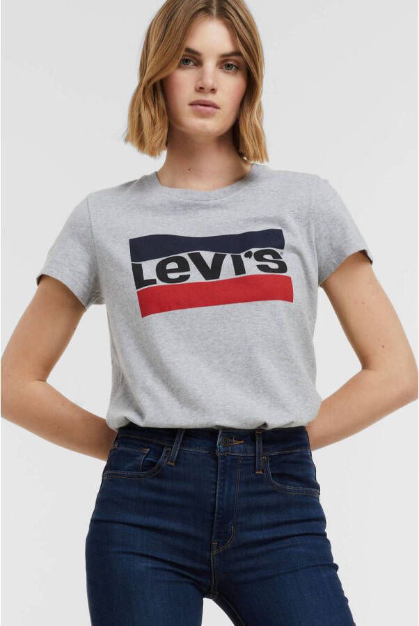 Levi's T-shirt The Perfect Tee met logo lichtgrijs melange