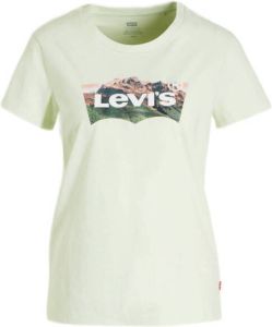 Levi's T-shirt Perfect Tee met tekst lichtgroen