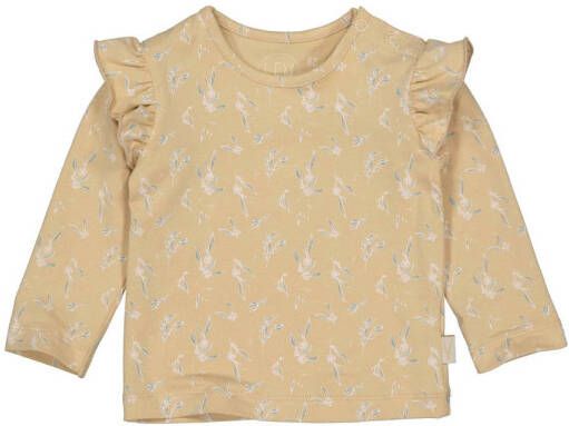 LEVV baby gebloemde longsleeve LNINANOS van katoen geelgroen Bloemen 44