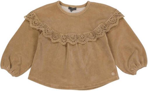 LEVV top GIA met kant lichtbruin Meisjes Katoen Ronde hals 104