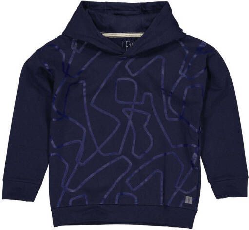 LEVV hoodie GILIUS met all over print donkerblauw Sweater All over print 104