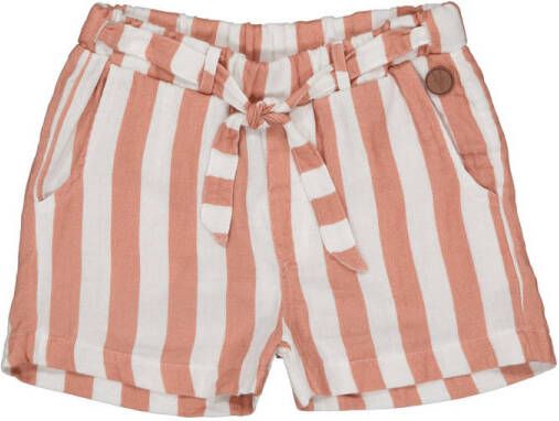 LEVV gestreepte regular fit short Tyler roze-oranje wit