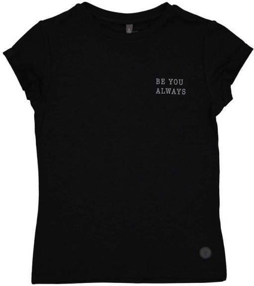 LEVV Girls T-shirt Thalita met tekst antraciet