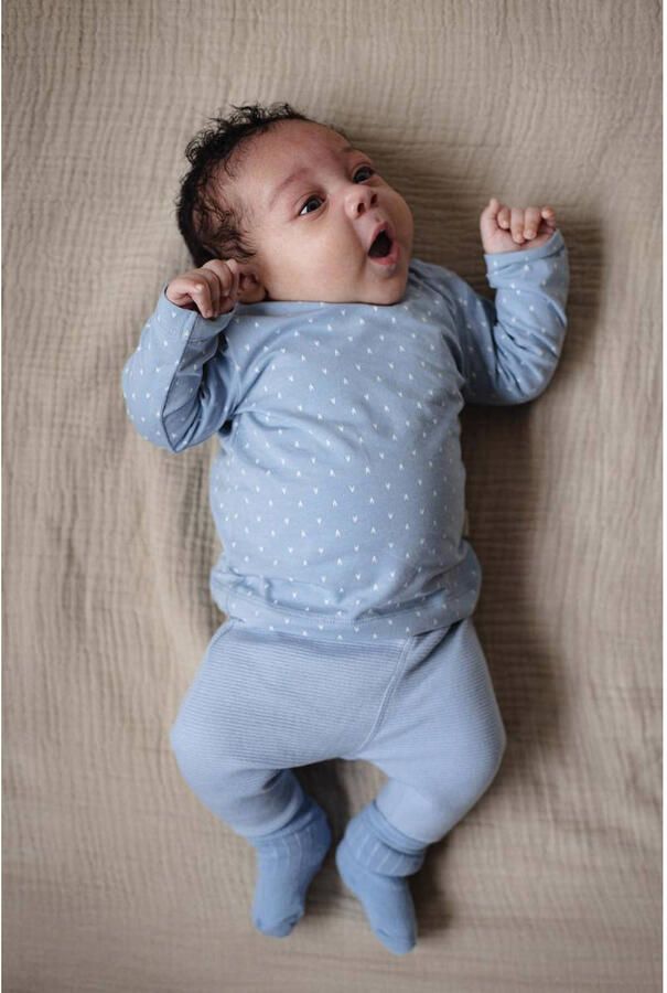 LEVV baby basic longsleeve LNELSONNOS met all over print zachtblauw wit Jongens Stretchkatoen Ronde hals 44