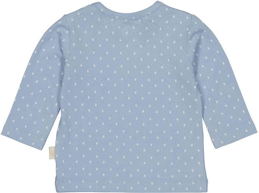 LEVV baby basic longsleeve LNELSONNOS met all over print zachtblauw wit Jongens Stretchkatoen Ronde hals 44 - Foto 2