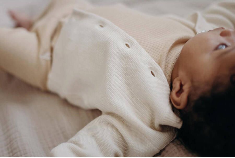 LEVV baby fijngebreid vest LNORRENOS van katoen offwhite Wit Effen 50 - Foto 2