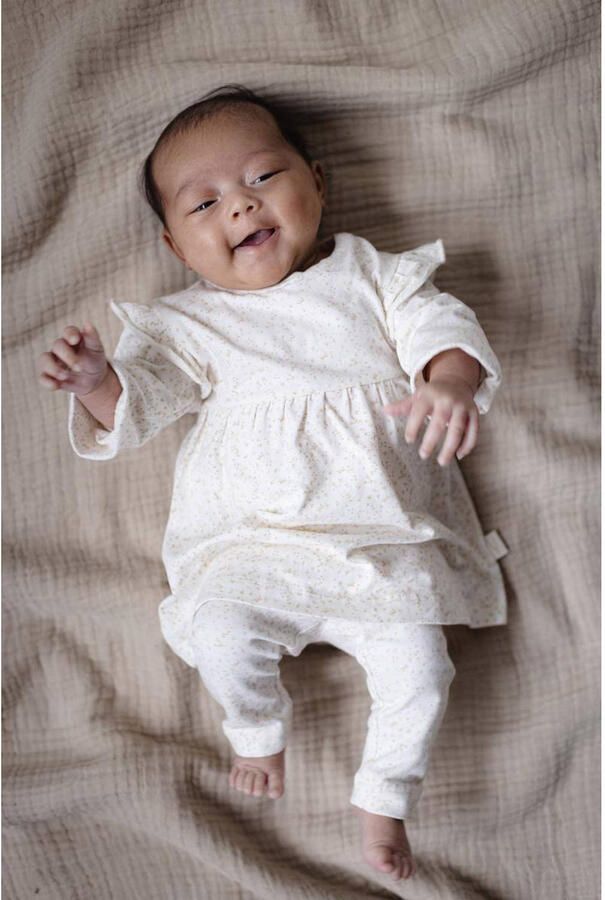 LEVV baby gebloemde regular fit broek LNURANOS ecru zand Meisjes Katoen 44