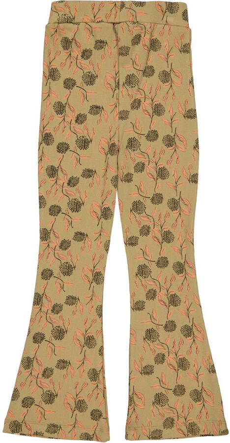 LEVV flared broek met print groen Meisjes Stretchkatoen All over print