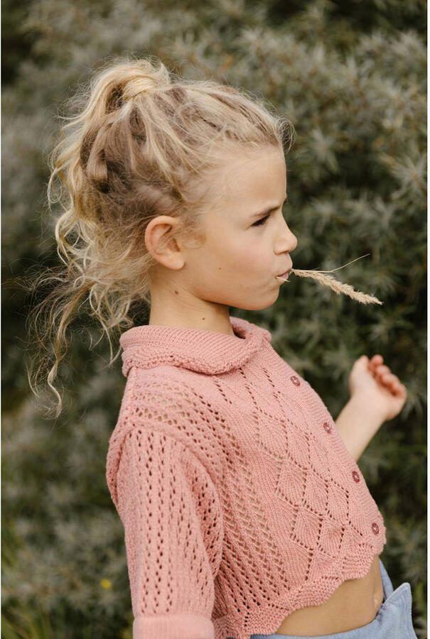 LEVV gebreide top KATJA koraal Roze Meisjes Katoen Peter Pan-kraag Effen 116 - Foto 2