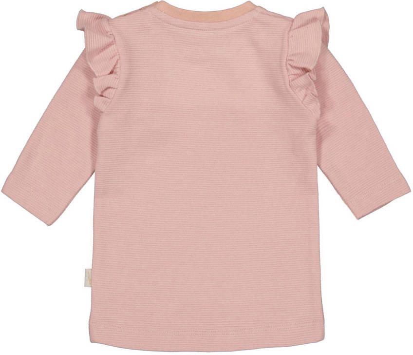 LEVV gestreepte baby T-shirtjurk LNEOMINOS van biologisch katoen zachtroze 44
