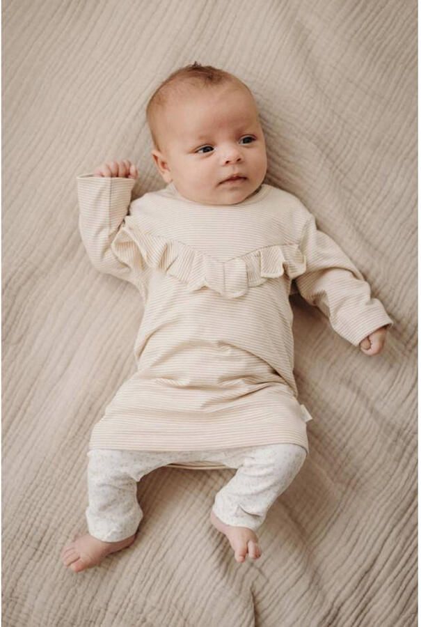 LEVV gestreepte baby T-shirtjurk LNEVANOS lichtzand Ecru Meisjes Stretchkatoen Ronde hals 56 - Foto 3