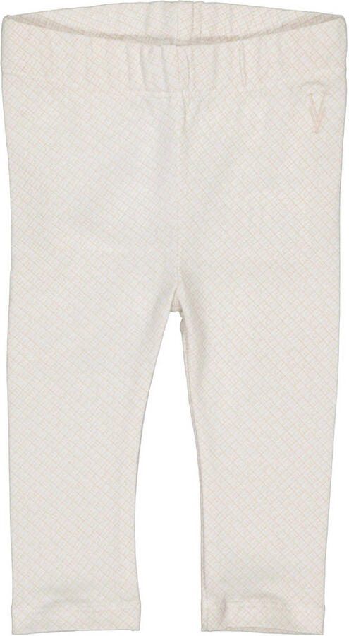 LEVV Newborn baby legging LNOUKNOS met all over print wit beige Meisjes Stretchkatoen