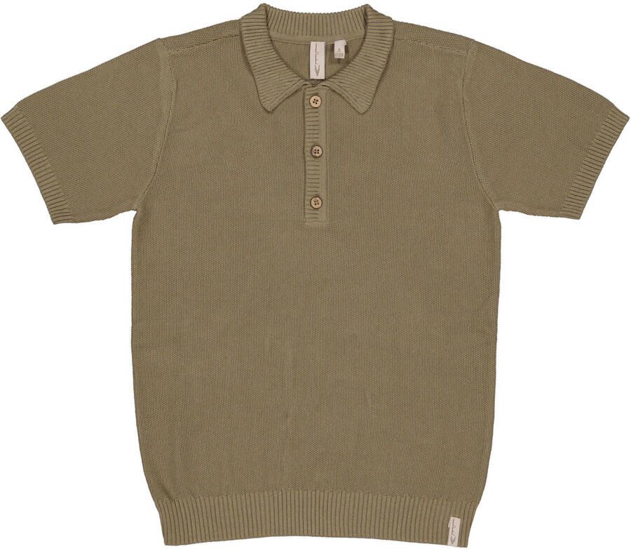 LEVV polo olijfgroen fijn gebreid