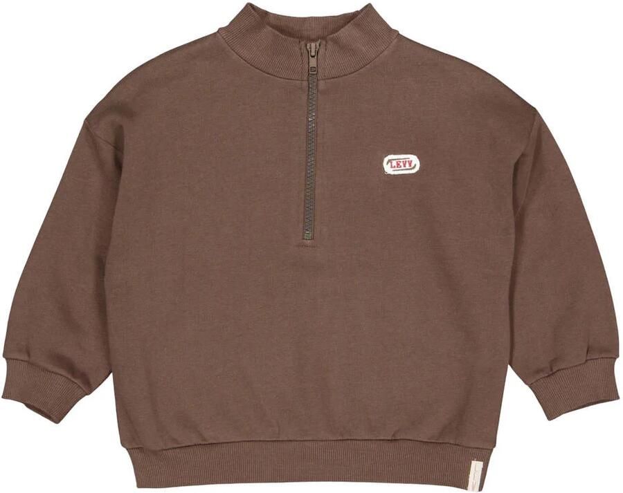 LEVV sweater met backprint bruin Backprint