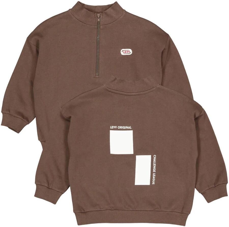 LEVV sweater met backprint bruin Backprint - Foto 2
