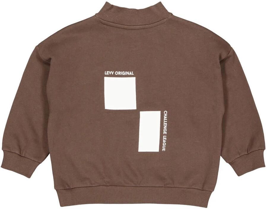 LEVV sweater met backprint bruin Backprint - Foto 3