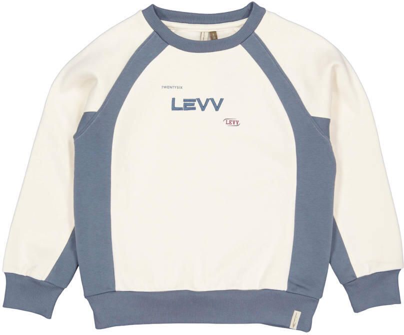 LEVV sweater met tekst ecru Tekst | Sweater van