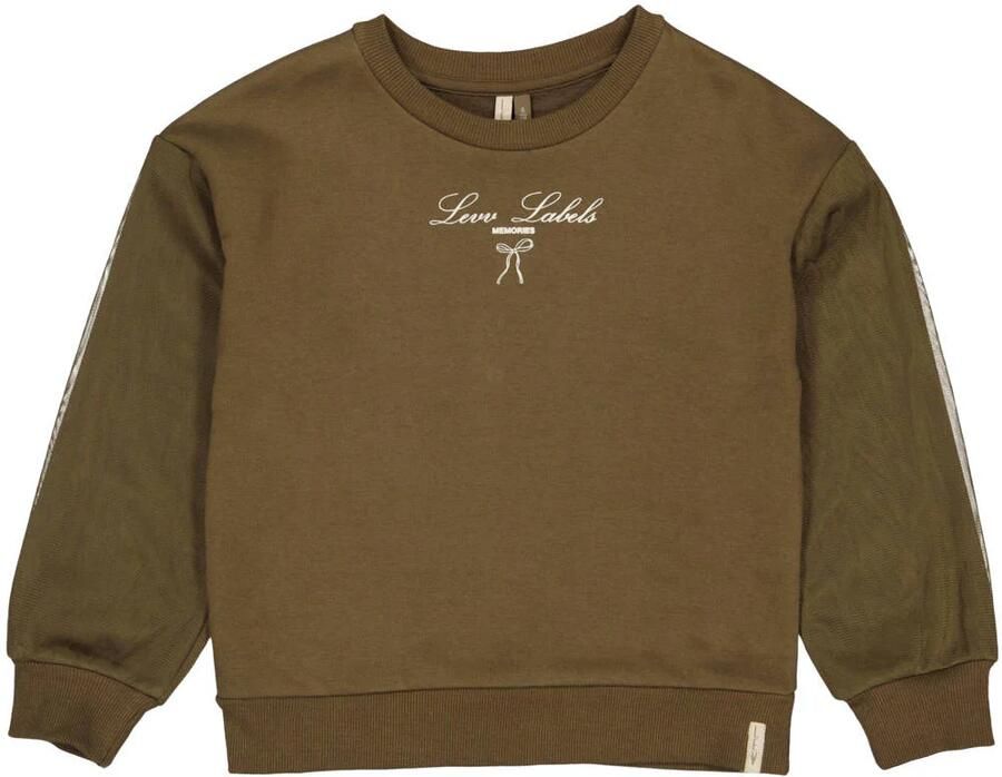 LEVV sweater met tekstprint olijfgroen