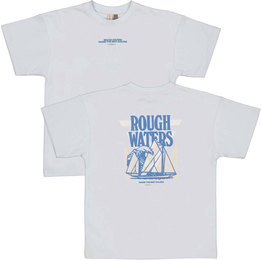 LEVV T-shirt met backprint lichtblauw