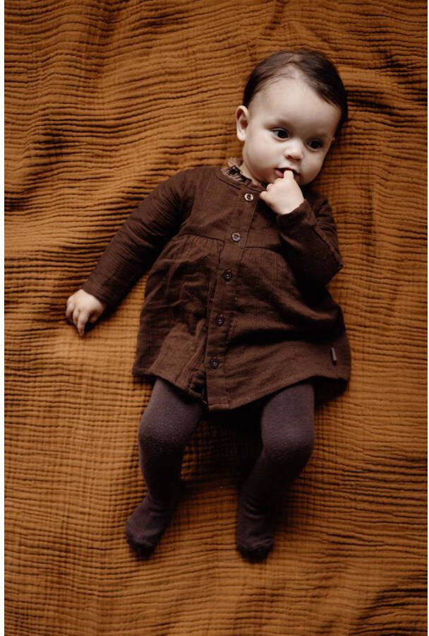 LEVV newborn baby jurk Cailin van biologisch katoen choco bruin