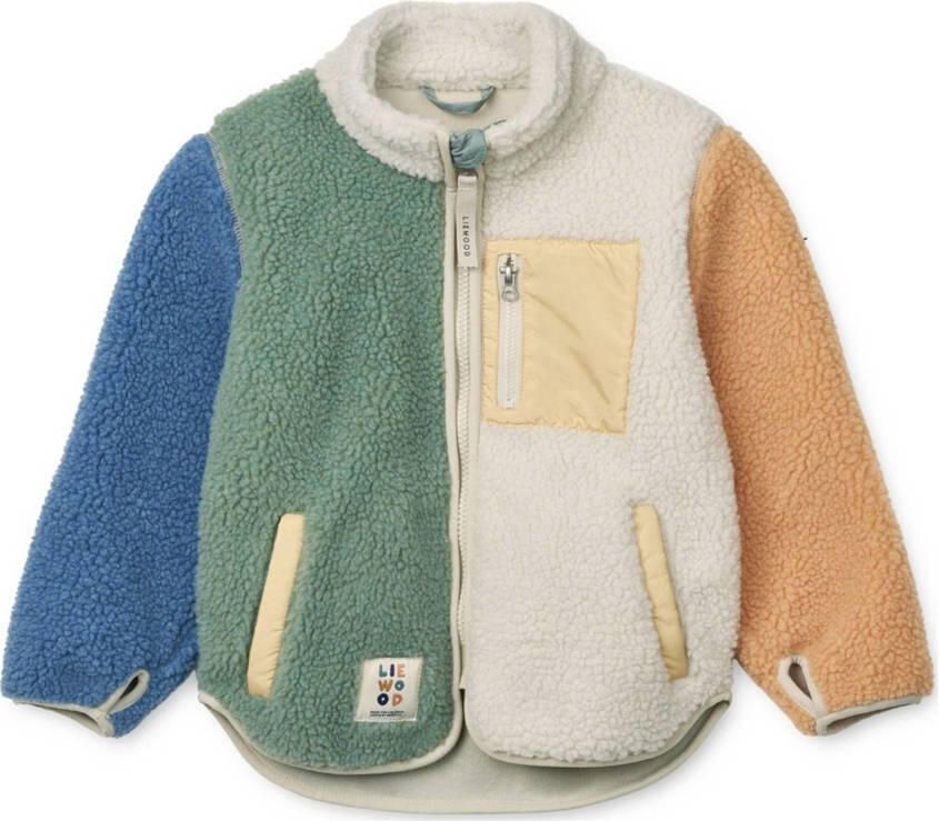Liewood teddy tussenjas Nolan ecru groen blauw