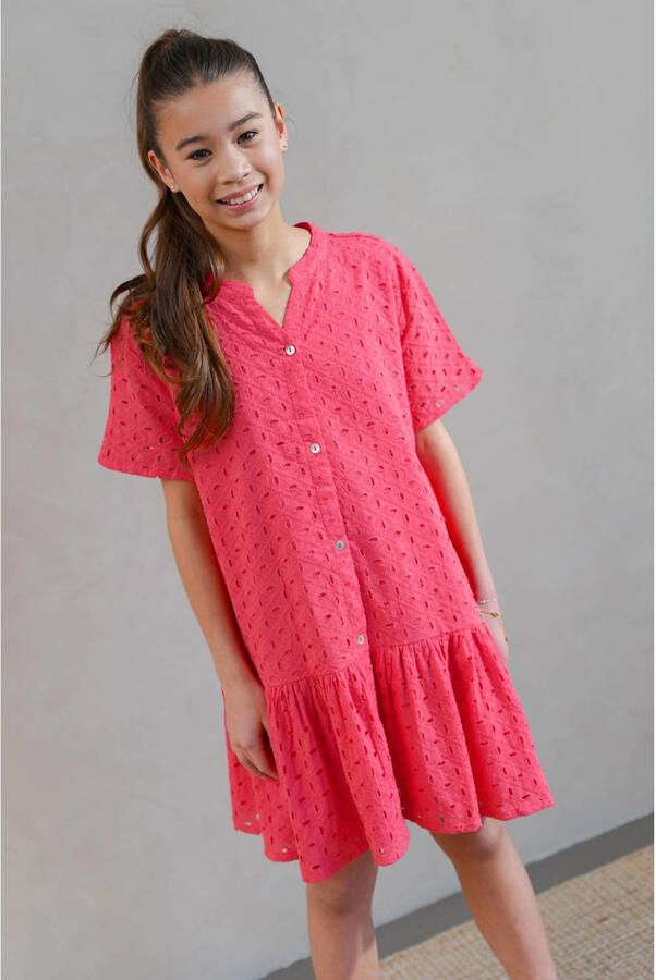 Like Flo A-lijn jurk broderie rood