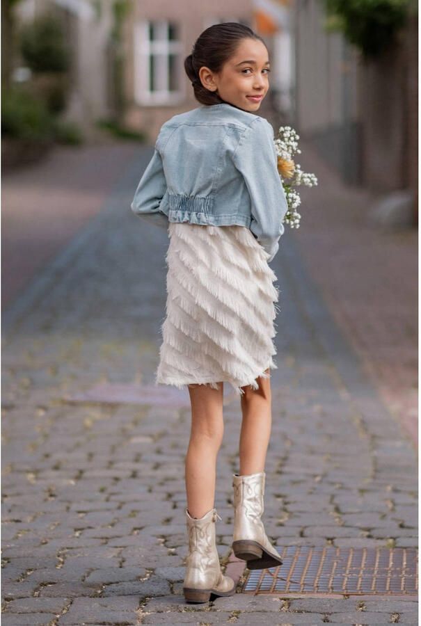LIKE FLO Meisjes Jurken Moscou Flo Fringes Dress Ecru - Foto 4