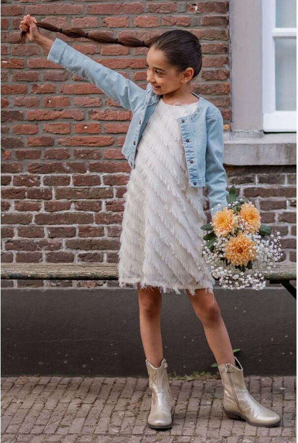 LIKE FLO Meisjes Jurken Moscou Flo Fringes Dress Ecru - Foto 5
