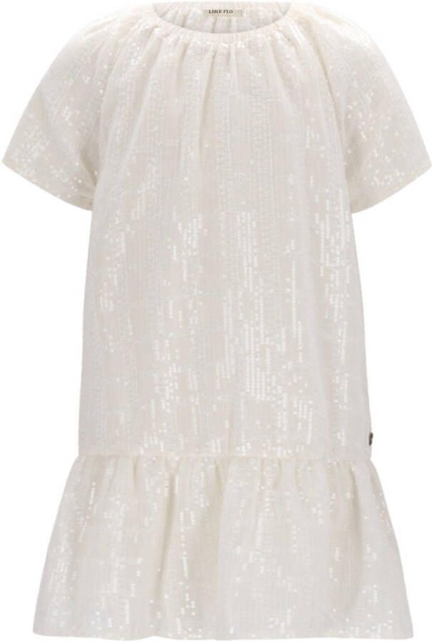 LIKE FLO Meisjes Jurken Maan Flo Sequince Dress Ecru - Foto 4