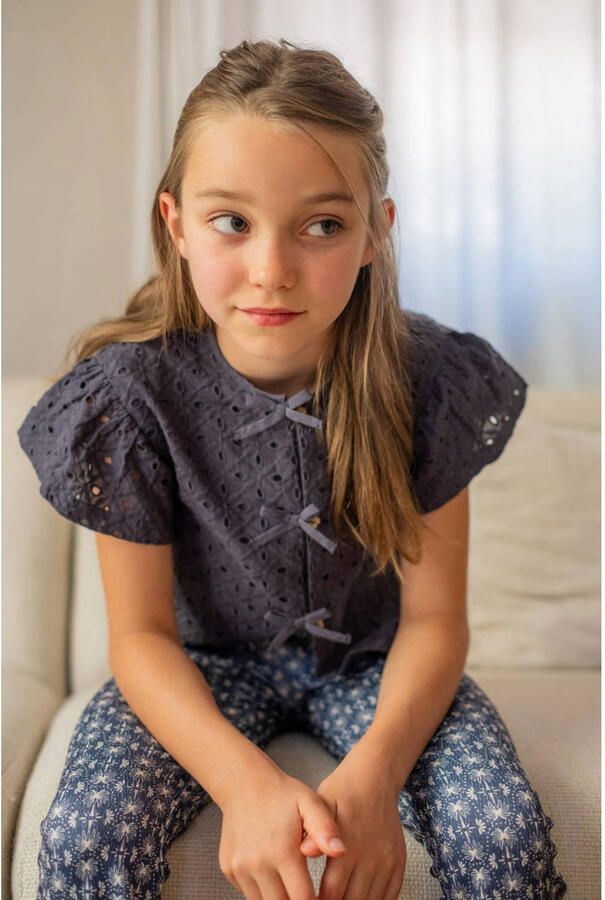 LIKE FLO Meisjes Tops & T-shirts Charlotte Flo Broderie Blouse Zwart - Foto 4