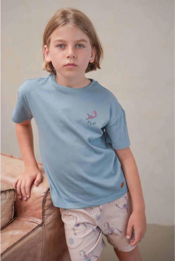 Like Flo Boys T-shirt met backprint lichtblauw