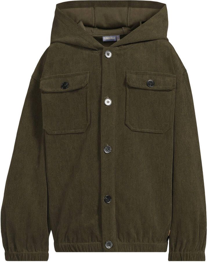 Like Flo corduroy overshirt donkergroen