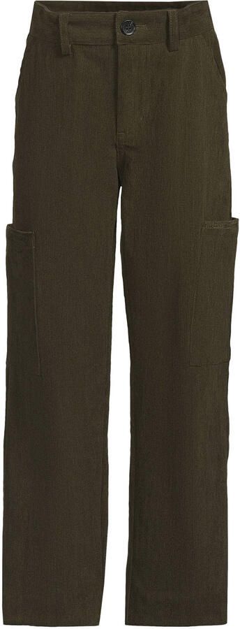 Like Flo corduroy straight leg cargobroek donkergroen