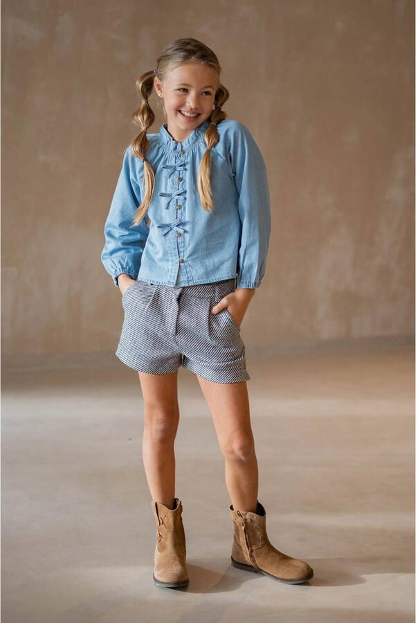 LIKE FLO Meisjes Blouses Chei Flo Chambrey Blouse Lichtblauw - Foto 5