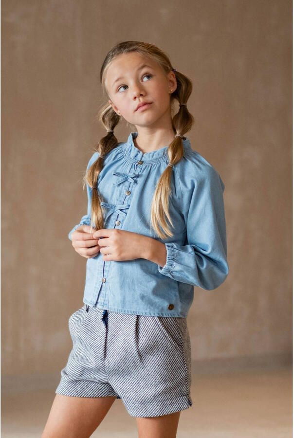 LIKE FLO Meisjes Blouses Chei Flo Chambrey Blouse Lichtblauw - Foto 4