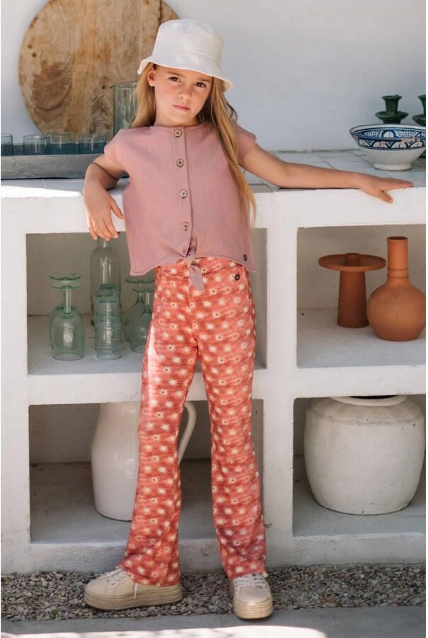 LIKE FLO Meisjes Broeken Floor Aop Flared Pants Rood - Foto 4