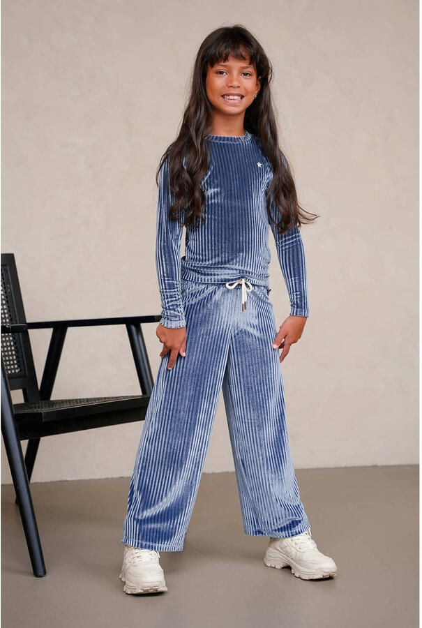 LIKE FLO Meisjes Tops & T-shirts Esmay Flo Velvet Top Donkergrijs - Foto 4