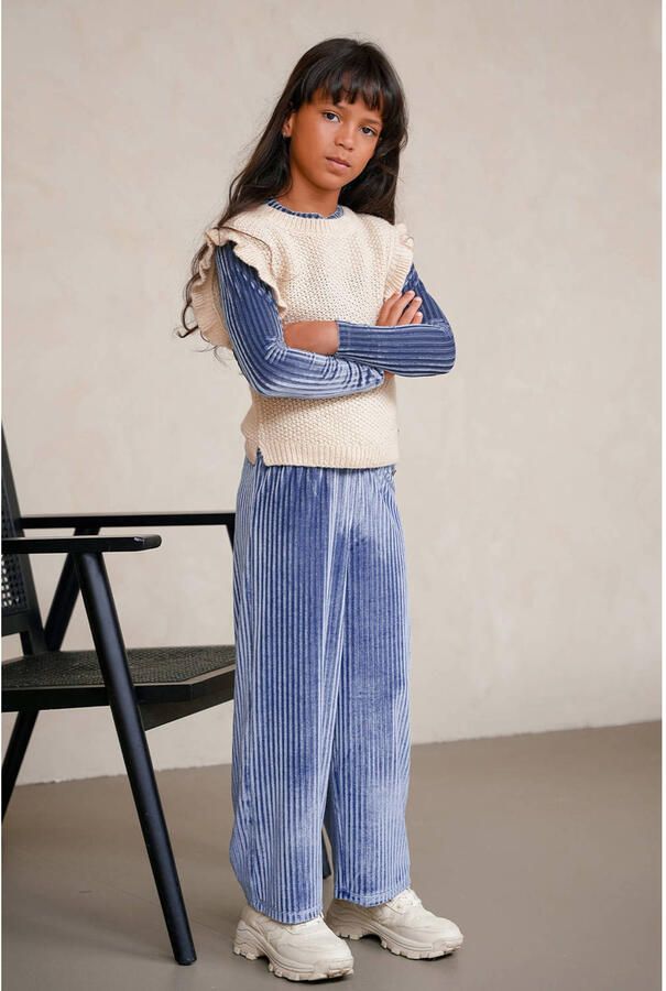 LIKE FLO Meisjes Tops & T-shirts Esmay Flo Velvet Top Donkergrijs - Foto 3