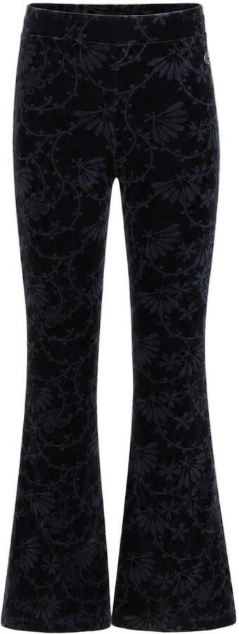 Like Flo fluwelen flared broek met print antraciet
