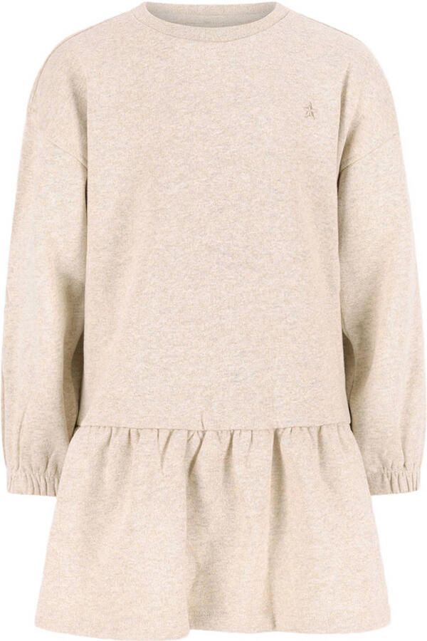 Like Flo gemêleerde korte sweatjurk met ruches beige