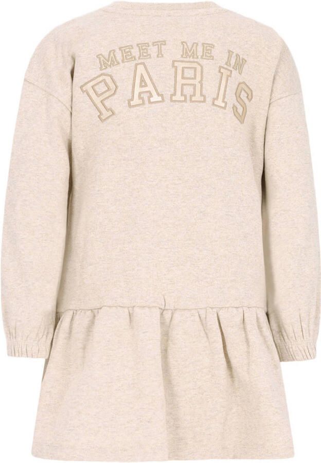 Like Flo gemêleerde korte sweatjurk met ruches beige - Foto 2