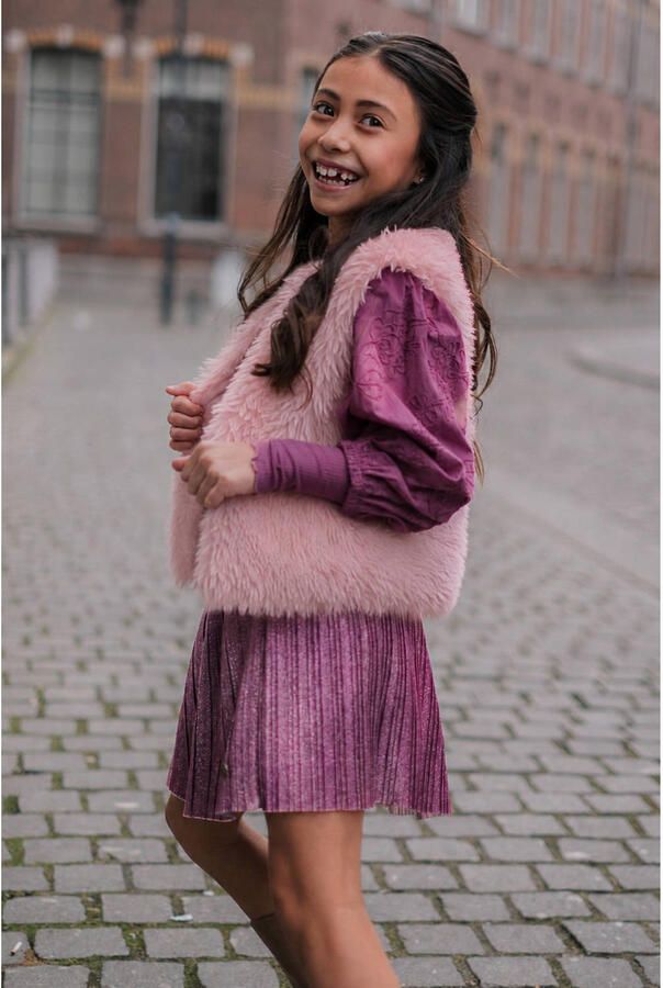 Like Flo getailleerde gebloemde blousetop met borduursels paars - Foto 3